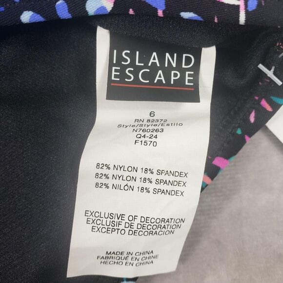 Island Escape Tankini Swim Top Womens 6 Black Pink Racerback Macys N760263 - Picture 10 of 10